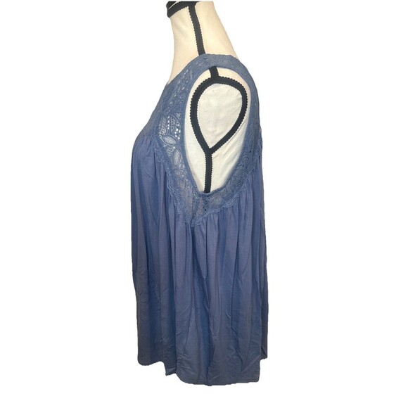 Allie Rose BLUE Lace Babydoll Flowy Rayon Blend Sleeveless Tank Top Sz M NEW - Picture 3 of 9